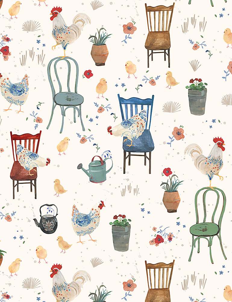 Country Cottage - Country Chickens on Chairs