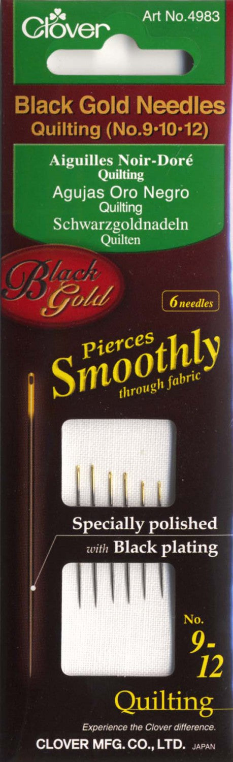 Black Gold Quilting Needles Assorted 9 , 10, 12