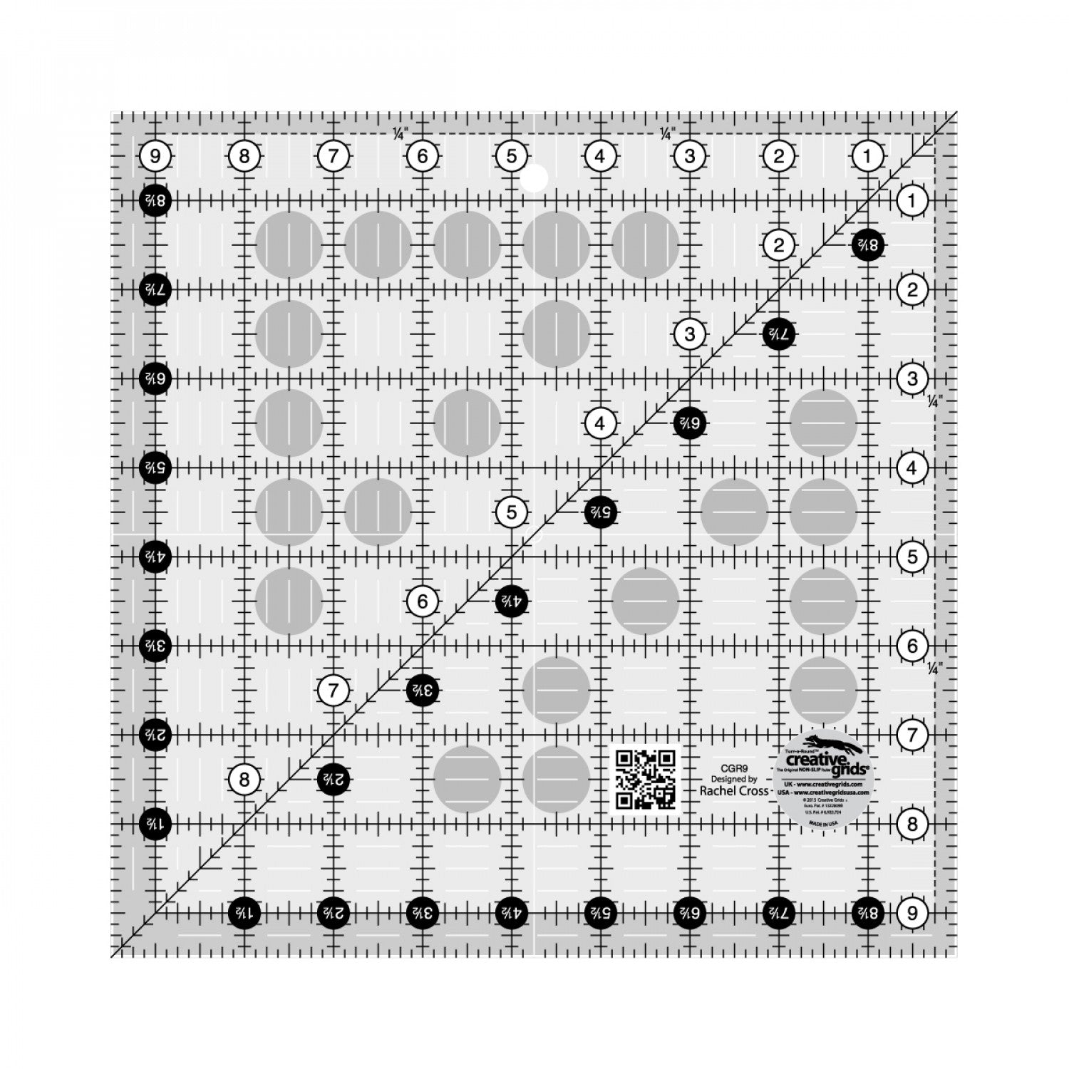 9 1/2" x 9 1/2"  Ruler - Creative Grids