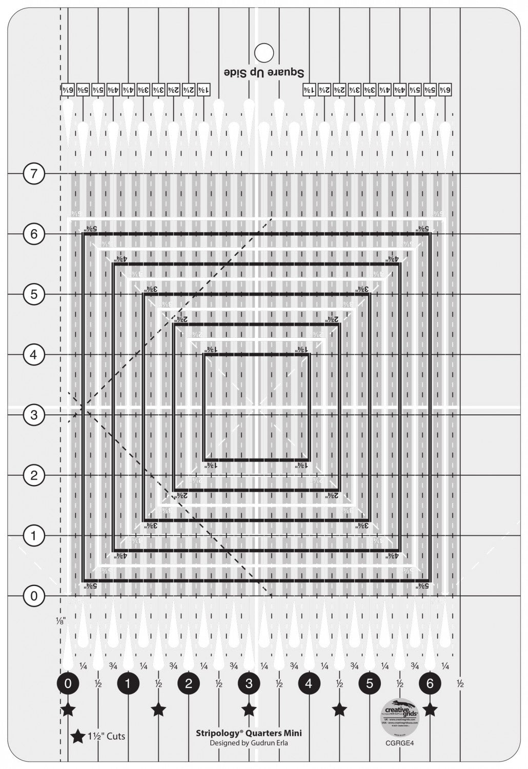 Stripology Squared Quarters Mini Ruler - Creative Grids