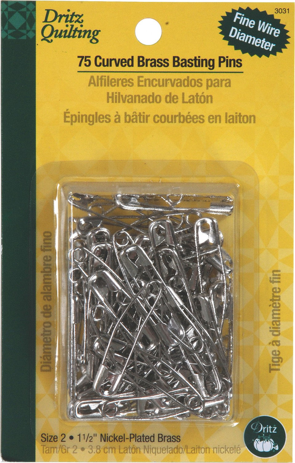 Curved Safety Pins - 1-1/2" Size 2 (75 pins)