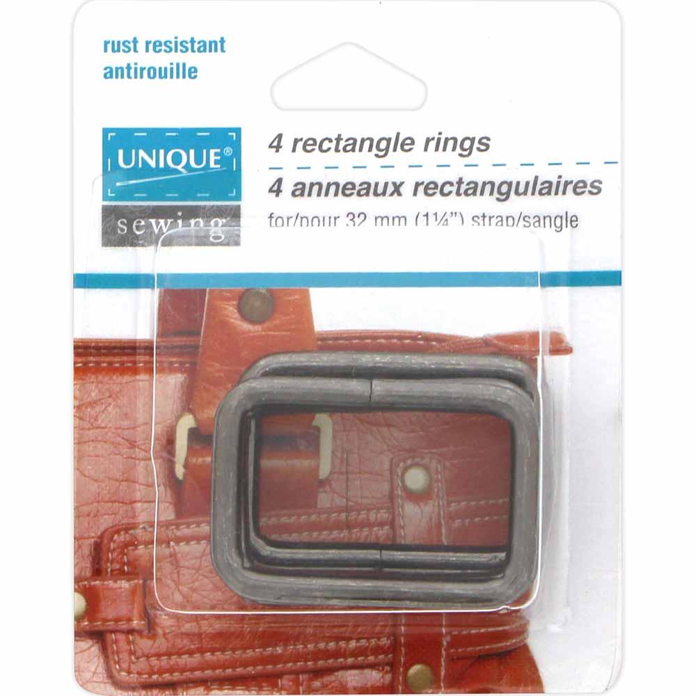 Rectangle Rings Gunmetal - 1-1/4""