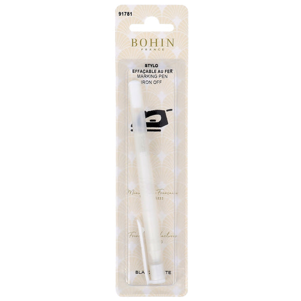 Bohin Heat Erase Fabric Pen - White