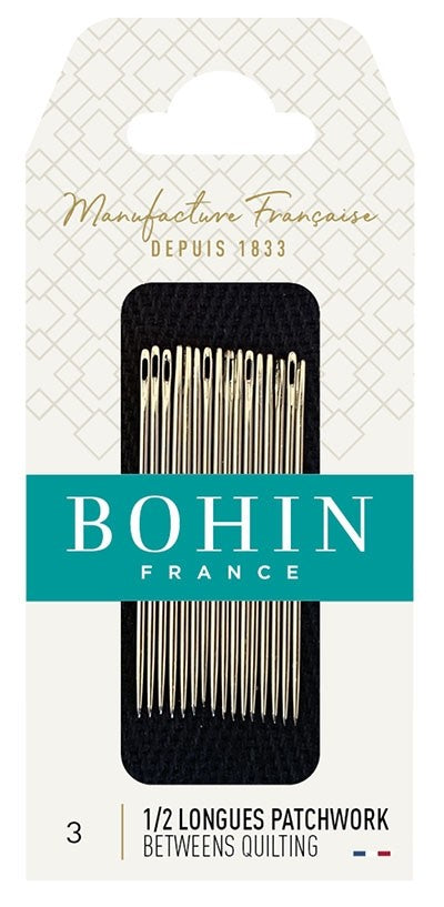 Bohin Betweens Quilting Needles Assorted Sizes 3/9 or 8/12 Pack of 20 