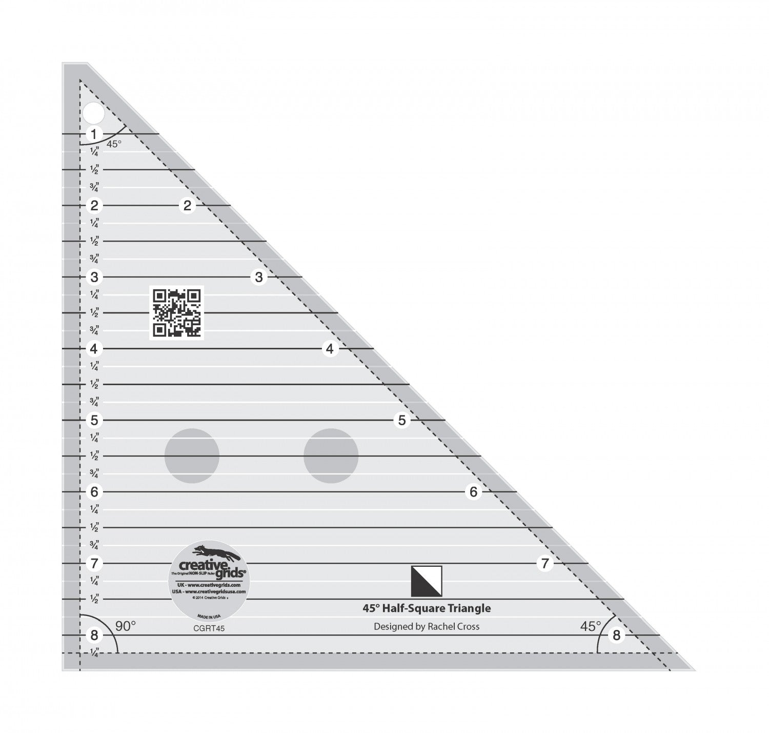 45 Degree Half Square Triangle Ruler - Creative Grids