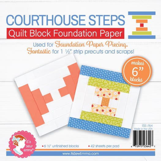 Courthouse Steps Quilt Block Foundation Paper - 6"