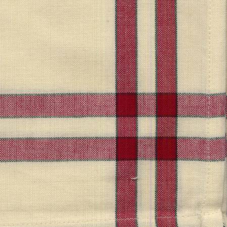Tea Towel - Cranberry/Cream with Green Stripe