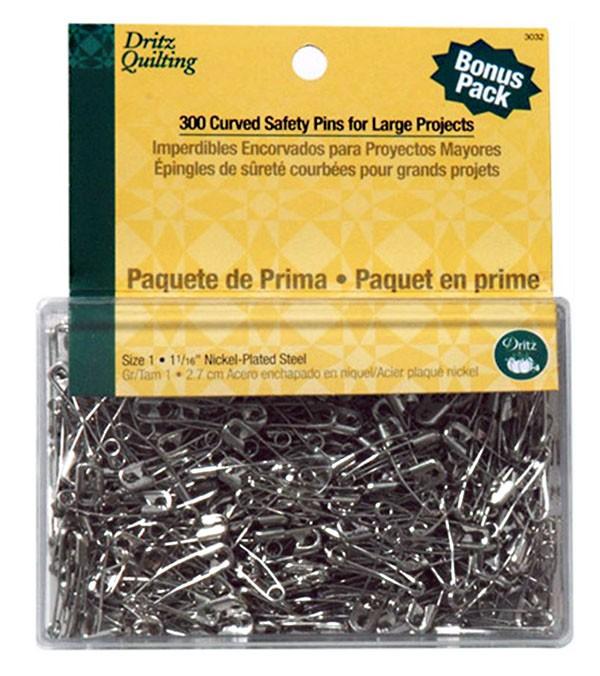 Curved Safety Pins - 1-1/16" Size 1 (300 pins)
