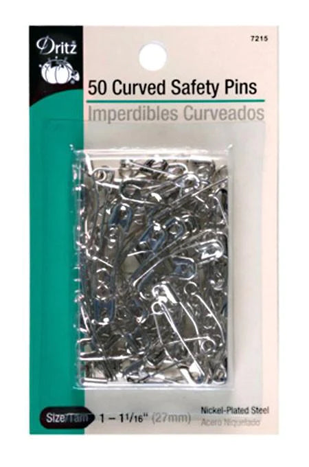 Curved Safety Pins - 1-1/16" Size 1 (50 pins)
